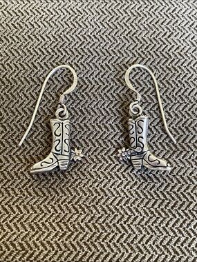 Sterling Silver Cowboy Boot Earrings